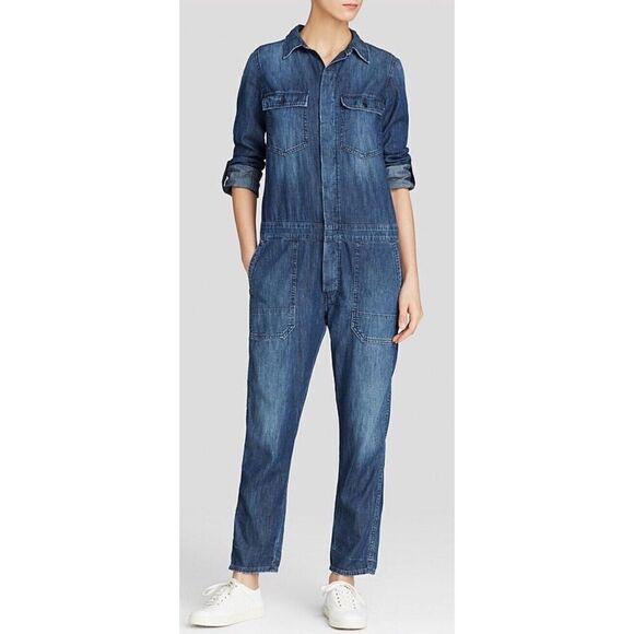 Citizens Of Humanity Tallulah Blue Jean Chambtay Denim Jumpsuit Boiler Suit Sz S - Picture 1 of 11